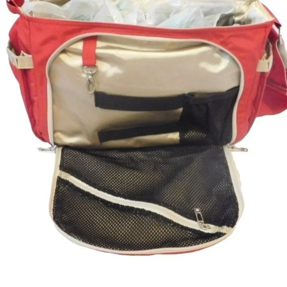 Jujube Classic Messenger 'Be All' Diaper Bag with Changing Pad in Red / Gold